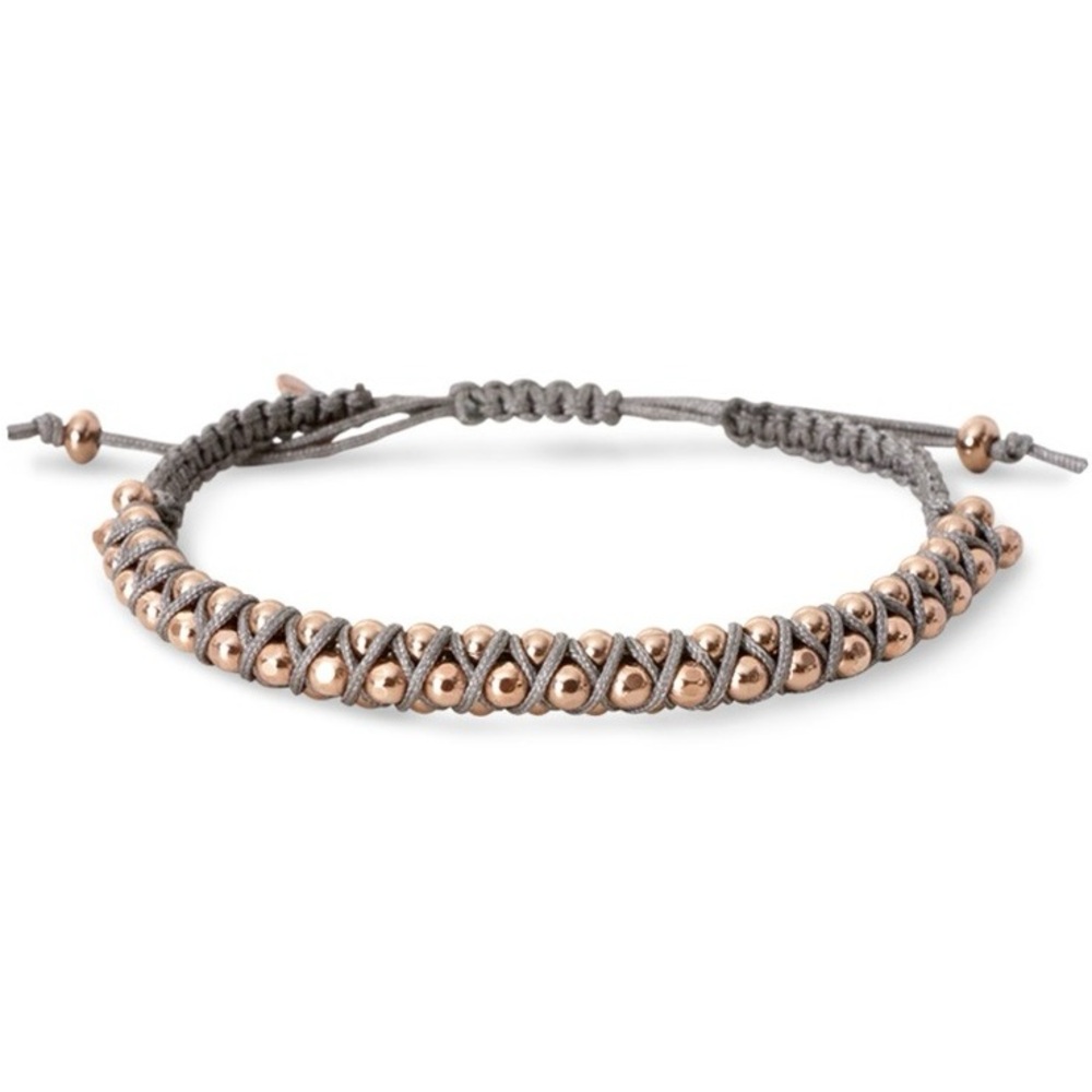 Stella & Dot Women’s Robyn Rose Gold Beaded Grey Tie Adjustable Bracelet
